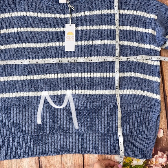 NWT C&C California dark blue with white stripes round neck slouchy fit swea… - Picture 11 of 15